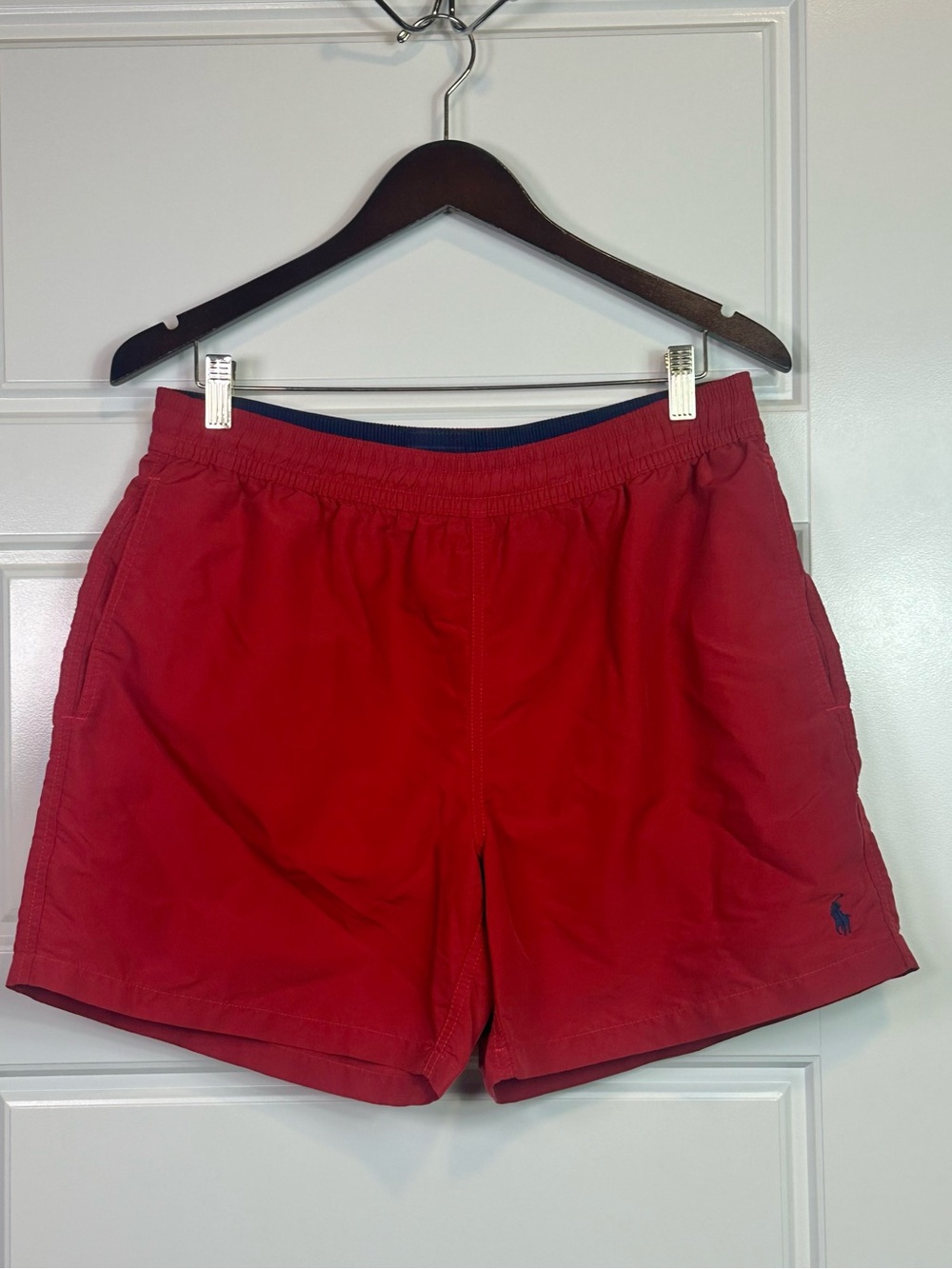 Polo Ralph Lauren Mens Classic Red Embroidered Logo Lined Swim Trunks Size L